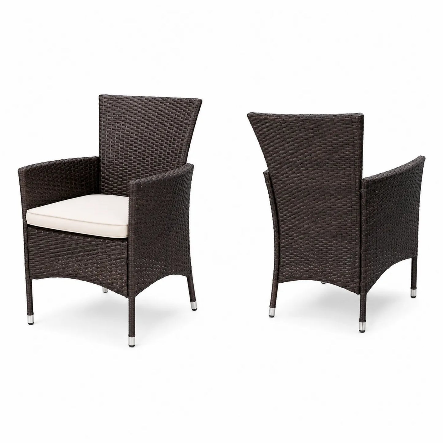 Set di 2 Sedie da Esterno in Polyrattan Marrone con Cuscini Beige