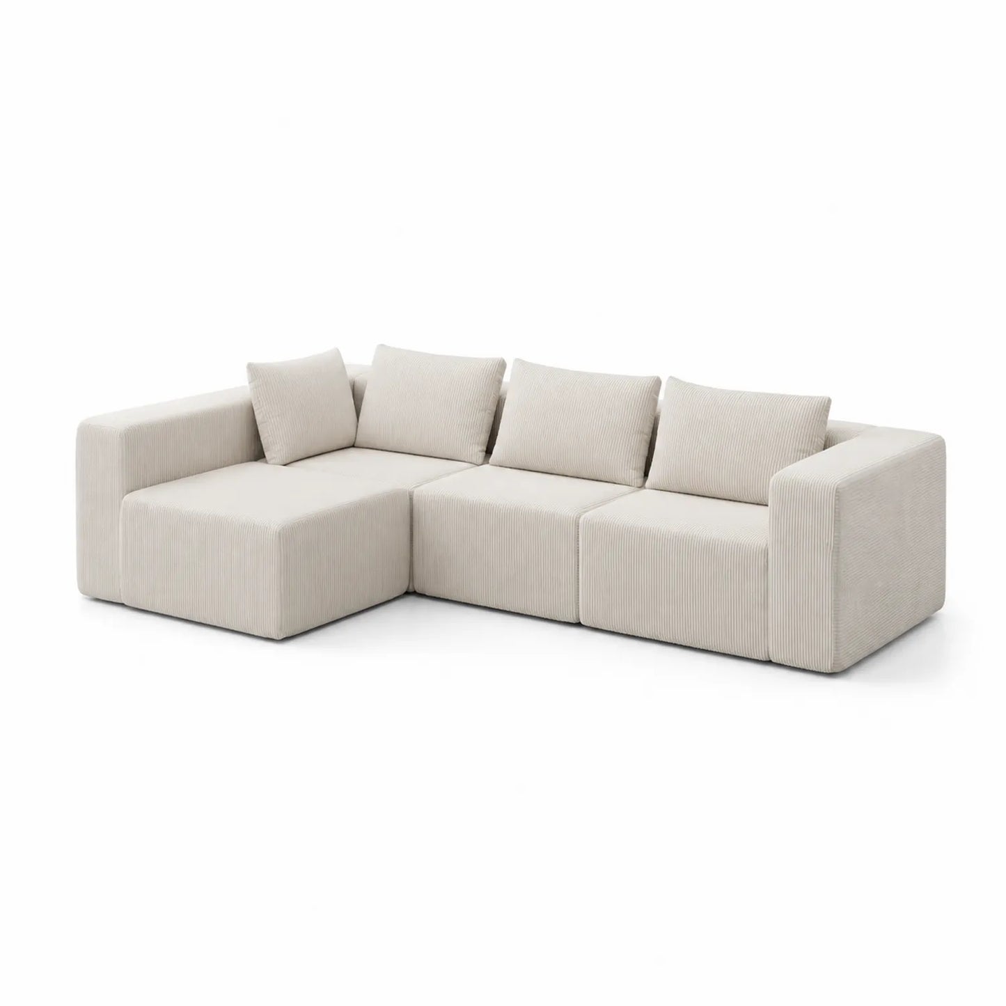 Divano modulare angolare in velluto a coste beige