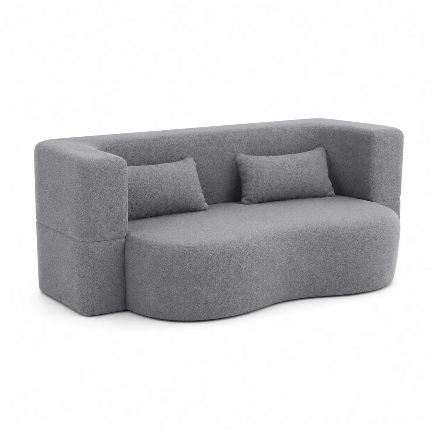Divano in Tessuto Grigio con Cuscini