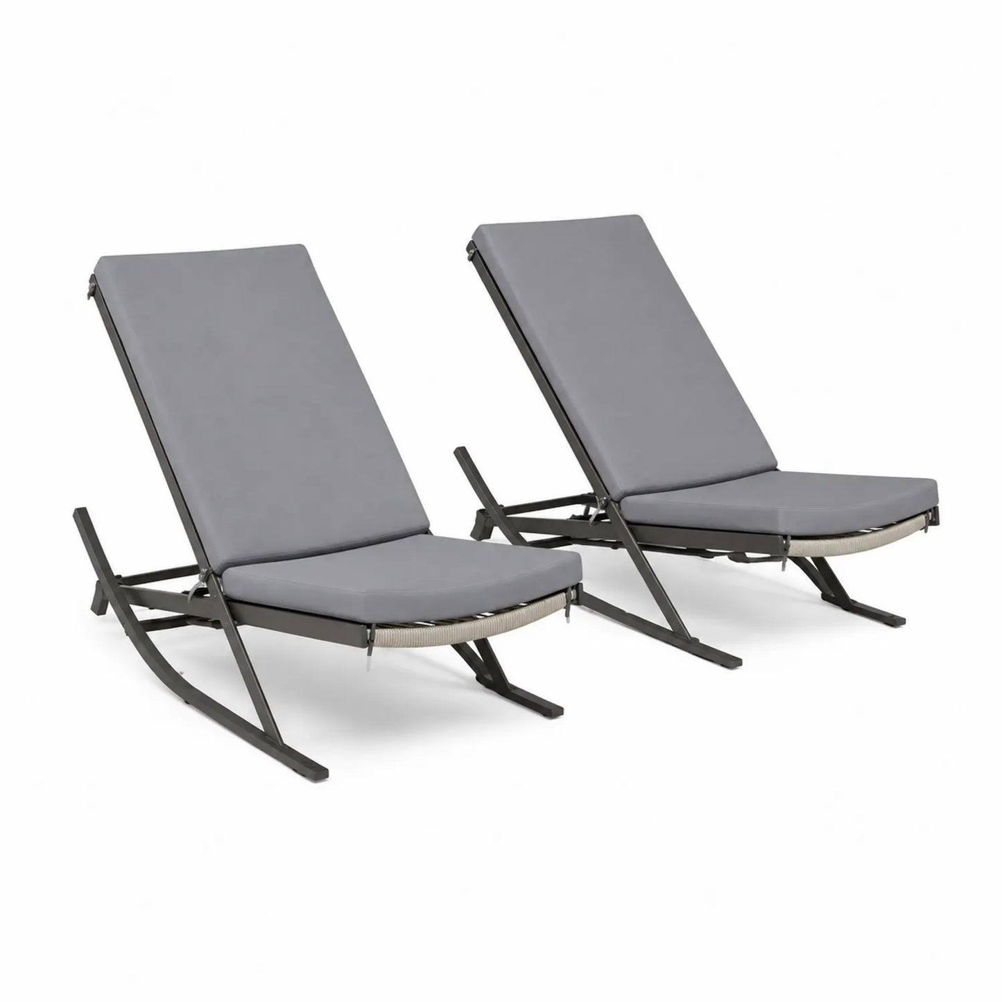 Set di 2 sdraio da giardino in metallo e tessuto grigio
