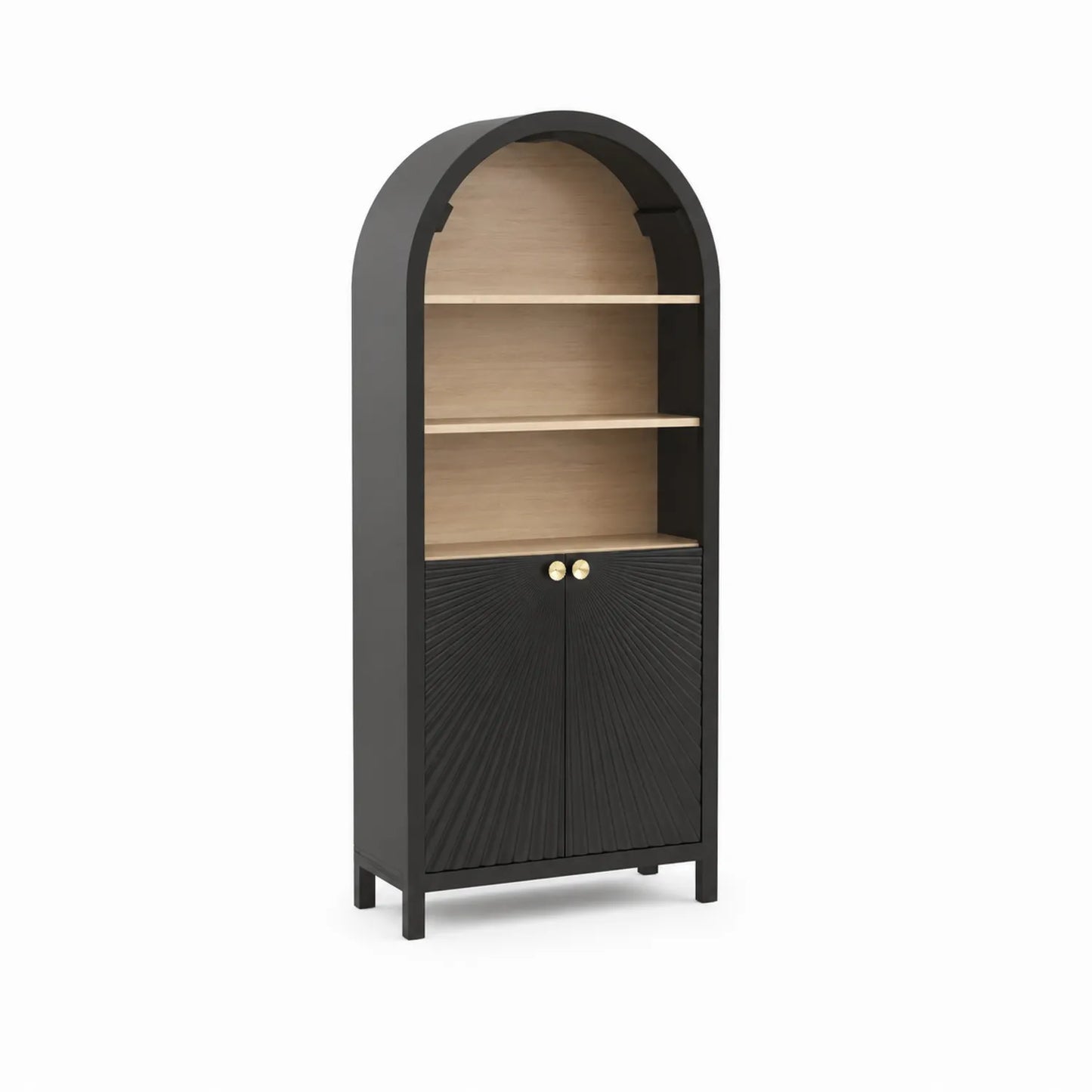 Libreria in MDF e Legno con Ripiani ad Arco H180cm