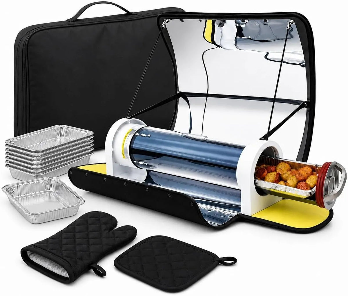 Forno elettrico, 5 L, portatile, esterno, campeggio, Fornello Camping con Termometro e Vassoio Scorrevole, Giardino e Famiglia