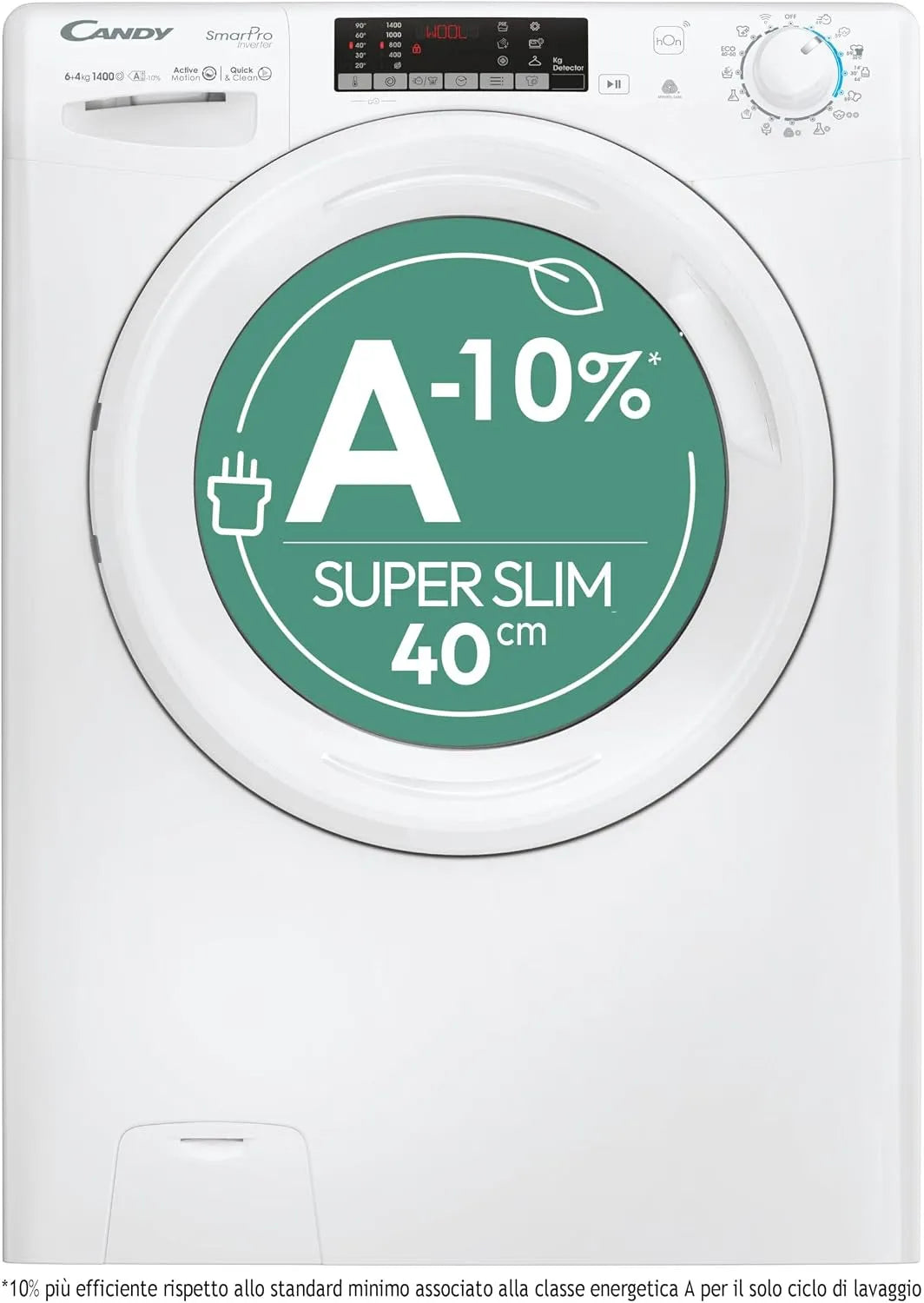 Candy 4644TWM61-S Lavasciuga, 6+4 kg, classe energetica A, lavatrice, asciugatrice, libera installazione, Inverter, stretto, bianco, AxLxP 85x60x45