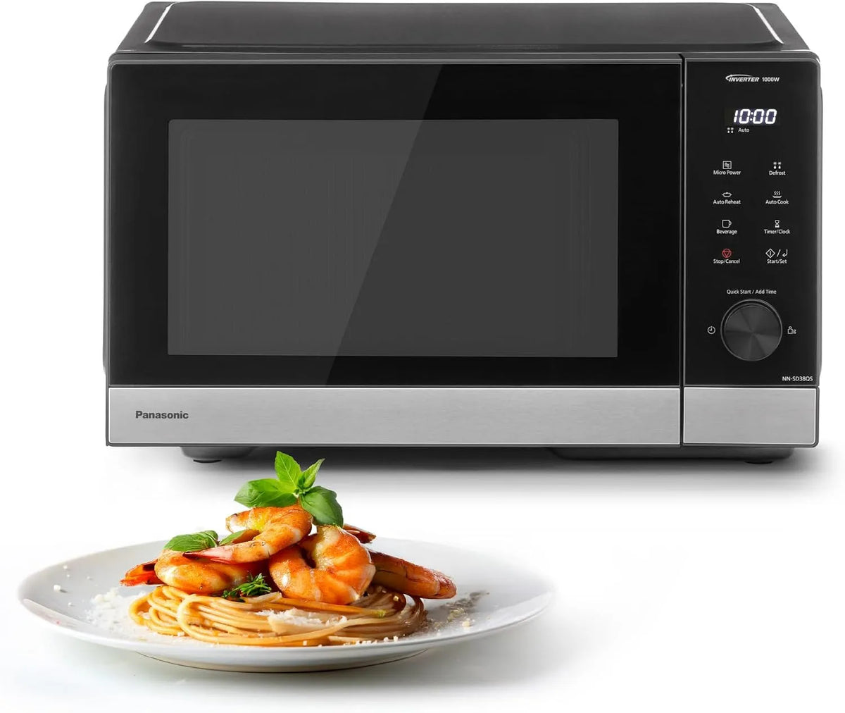 Panasonic NN-SD38QSEPG Forno a microonde, 29 L, 1000 W, 11 programmi, timer, scongelamento, acciaio inox, nero