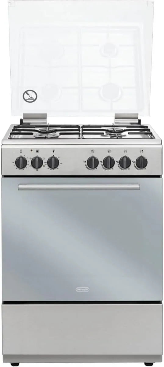 Cucina a gas con forno elettrico DL664EX, 60x60 cm, 4 fuochi, classe energetica E, acciaio inox