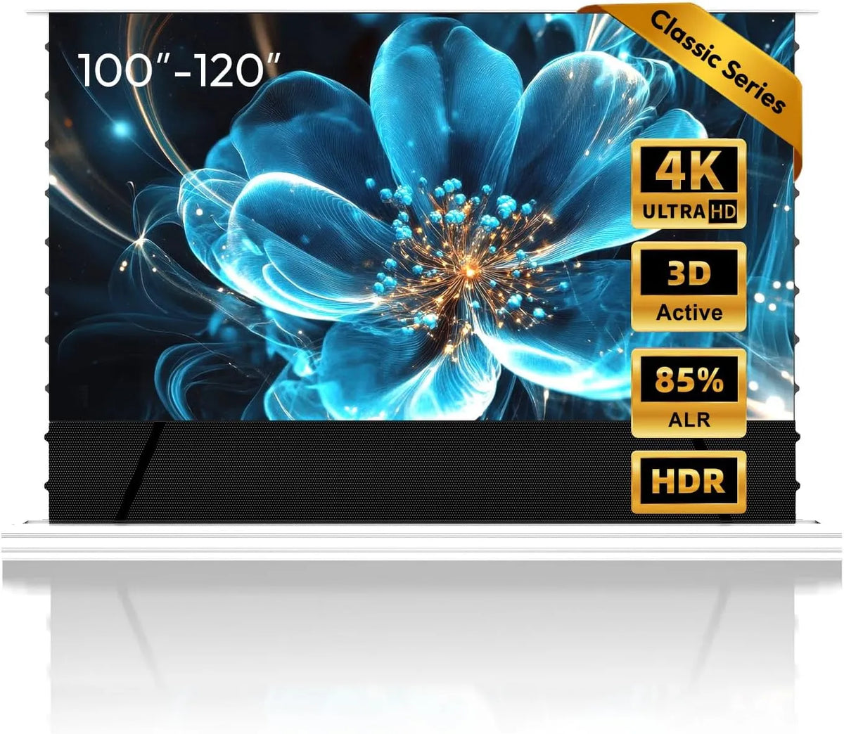 Smart TV, 100 pollici, televisore, 4K UHD, portatile, ALR CLR, Schermo per proiettore, allungabile a terra, elettrico, nessun