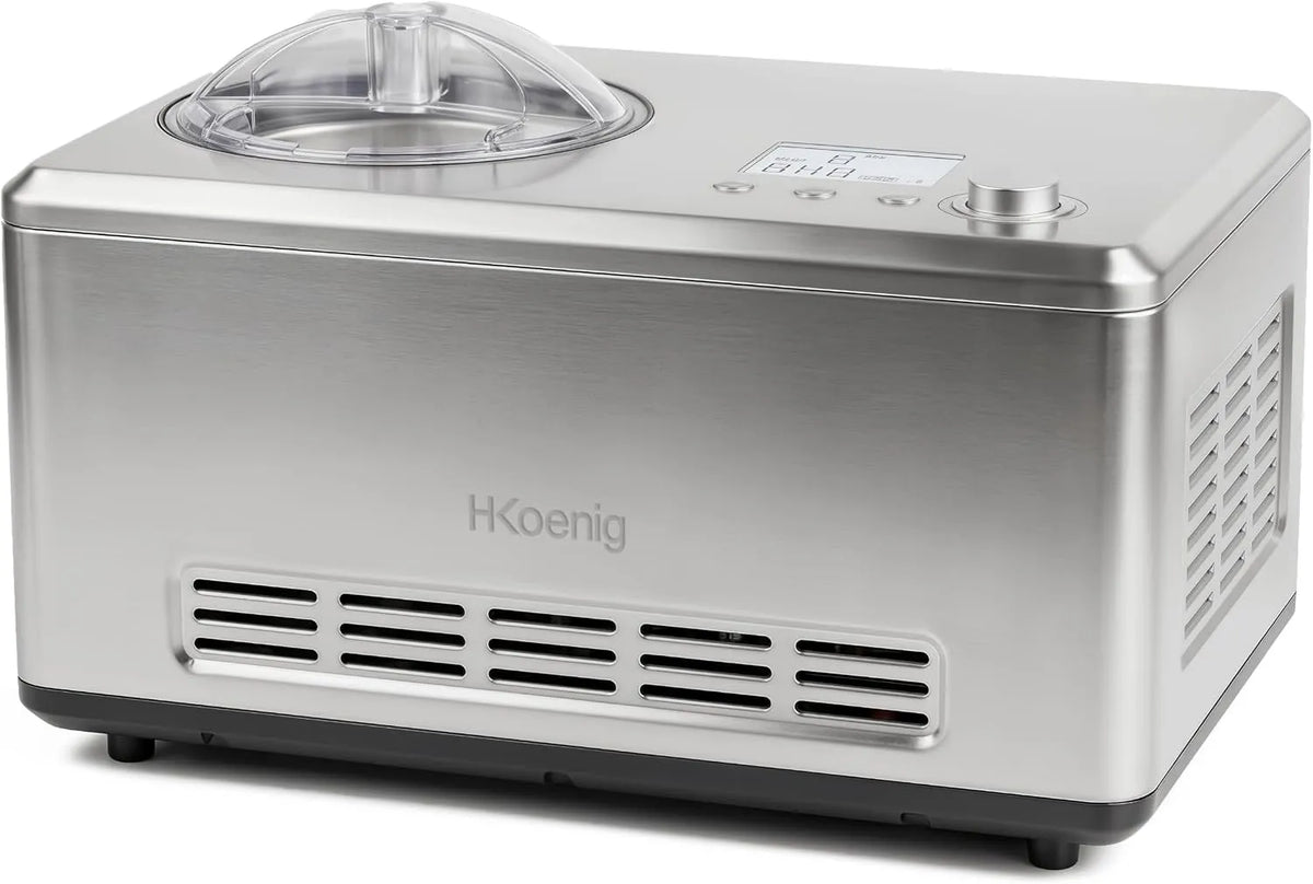 Frozen Yogurt e Sorbetti con compressore autorefrigerante, HF320 Gelatiera Elettrica Professionale per Gelati, Pronti in 40min, Inox, H.Koenig HF320