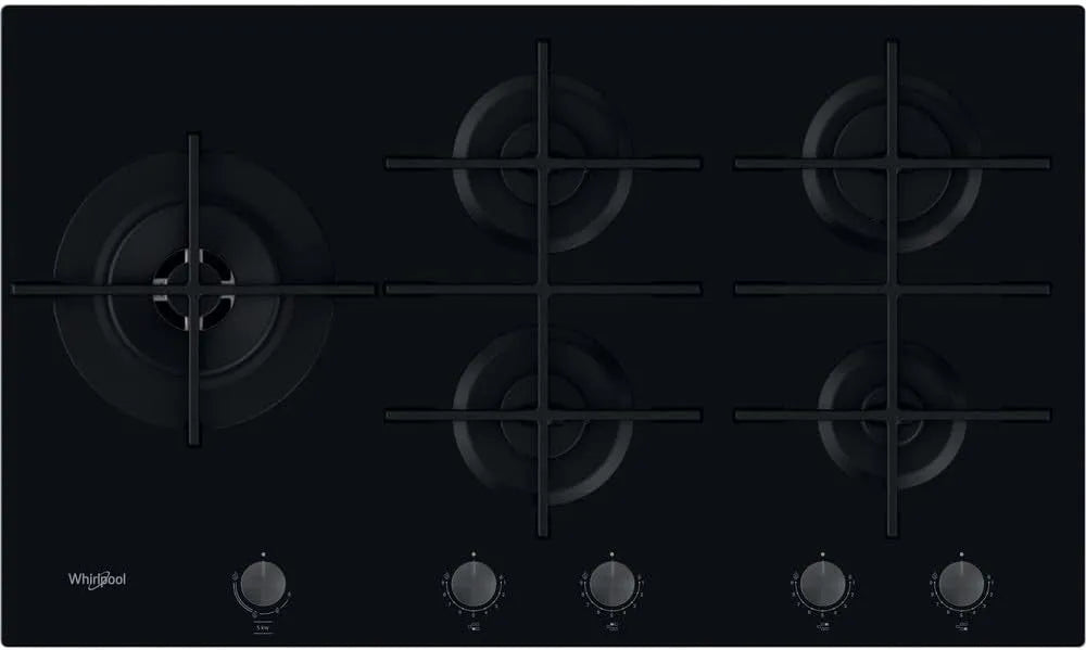Whirlpool 958/NB Piano cottura a gas, 5 fuochi, fornello a gas, nero, WHIRLPOOL GOWL 958/NB PIANO COTTURA A GAS 5 FUOCHI PRECISE FLAME IXELIUM VETRO