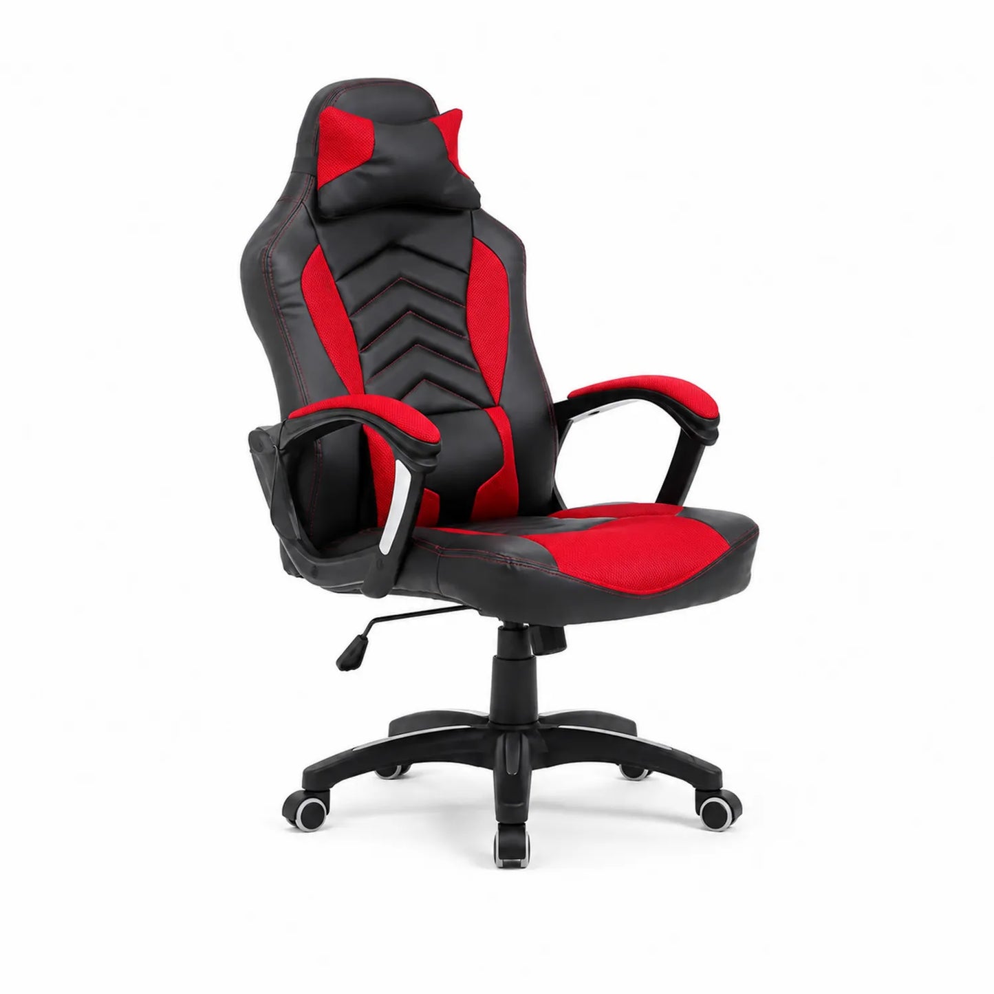 Sedia da ufficio ergonomica in pelle sintetica e tessuto Nero/Rosso