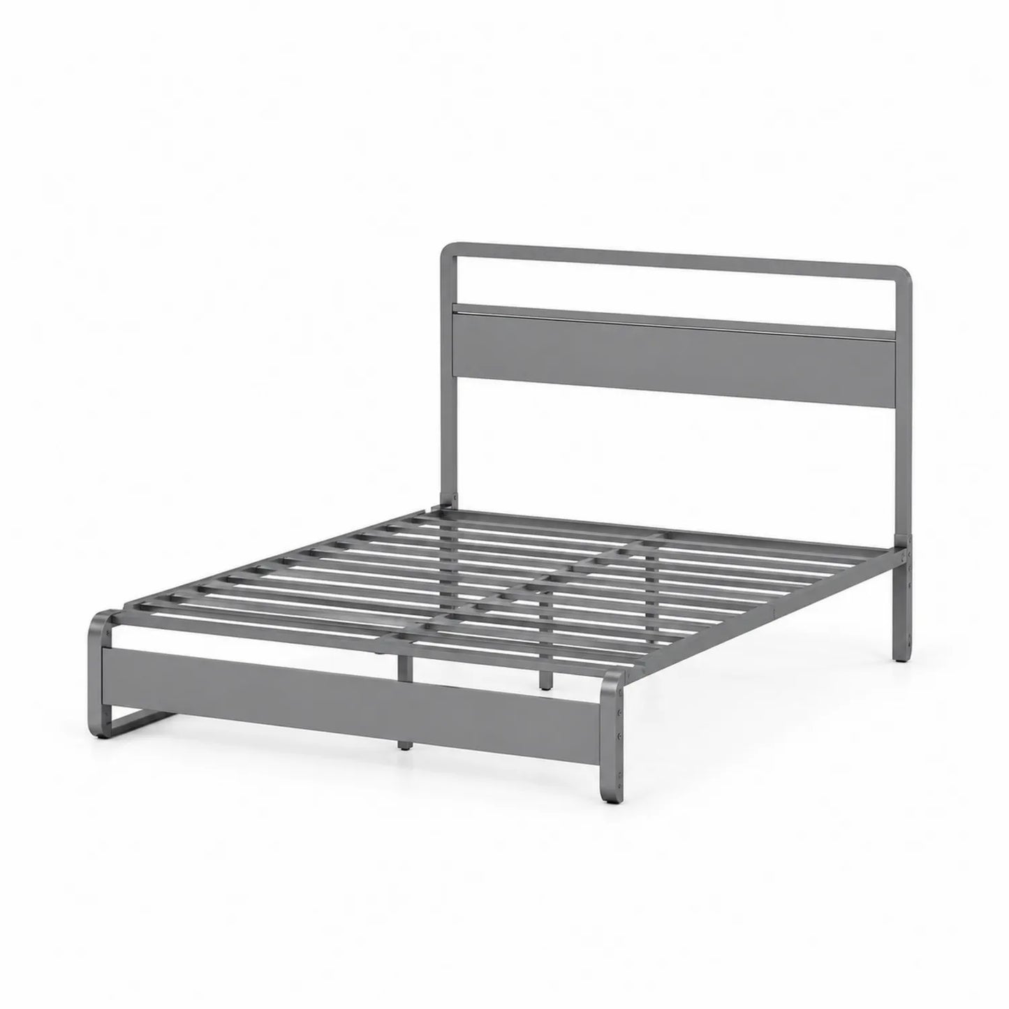 Letto Matrimoniale in Acciaio Grigio 160x200 cm