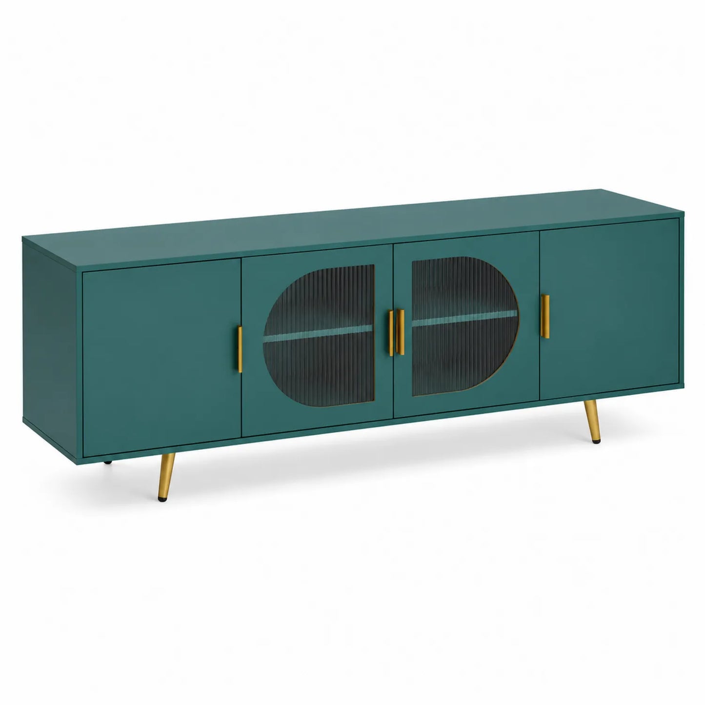 Credenza TV Verde con Ante in Vetro