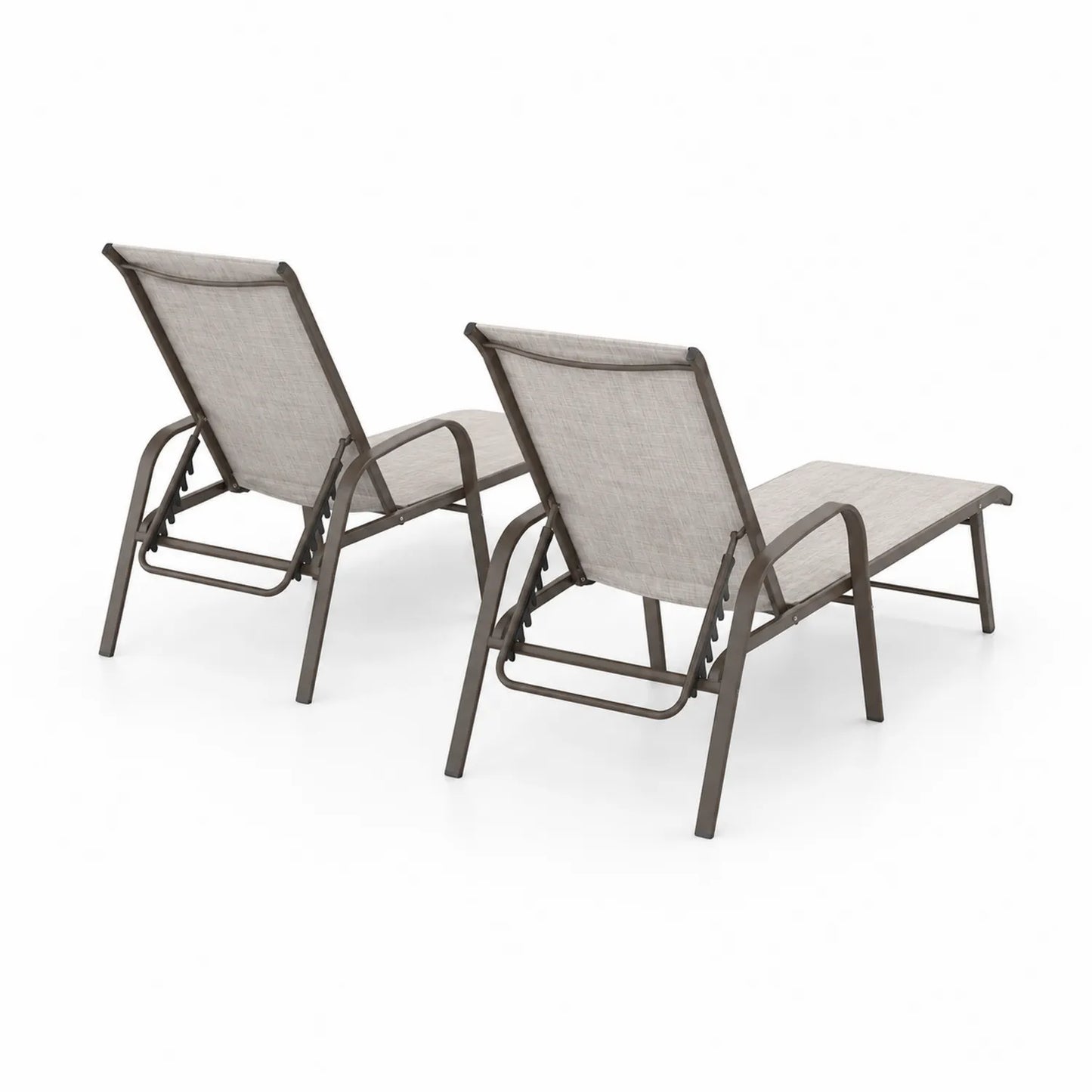 Set di 2 Lettini Prendisole in Alluminio con Textilene Beige