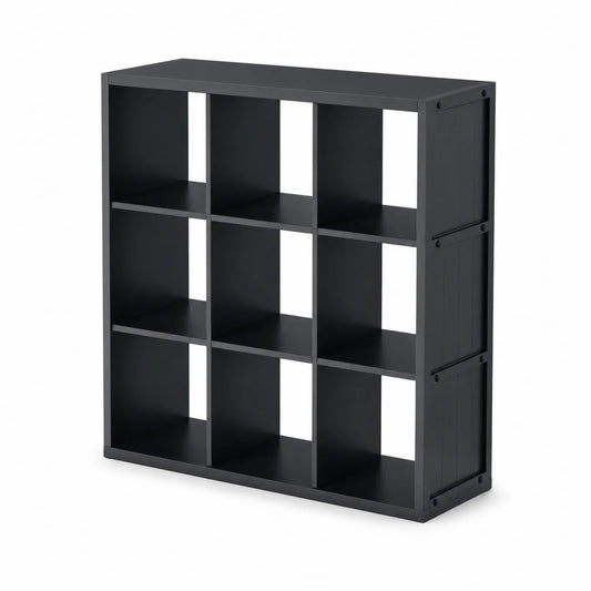 Scaffale a Cubo in MDF Nero 9 Scomparti