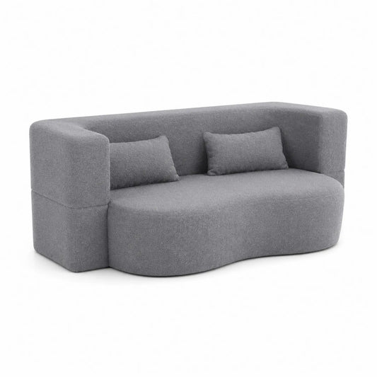 Divano in Tessuto Grigio con Cuscini