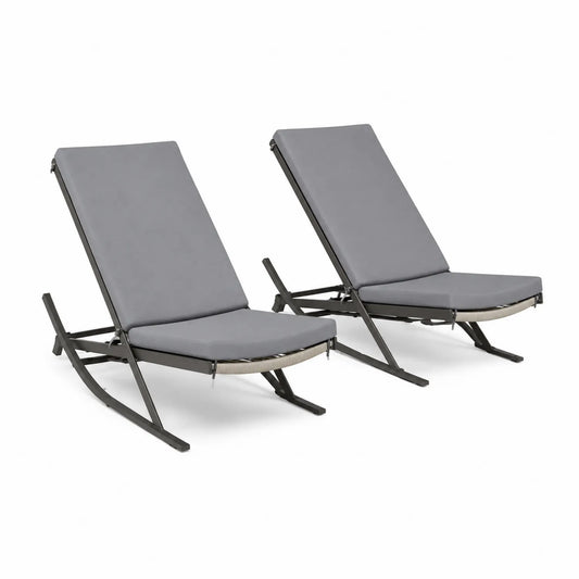 Set di 2 sdraio da giardino in metallo e tessuto grigio