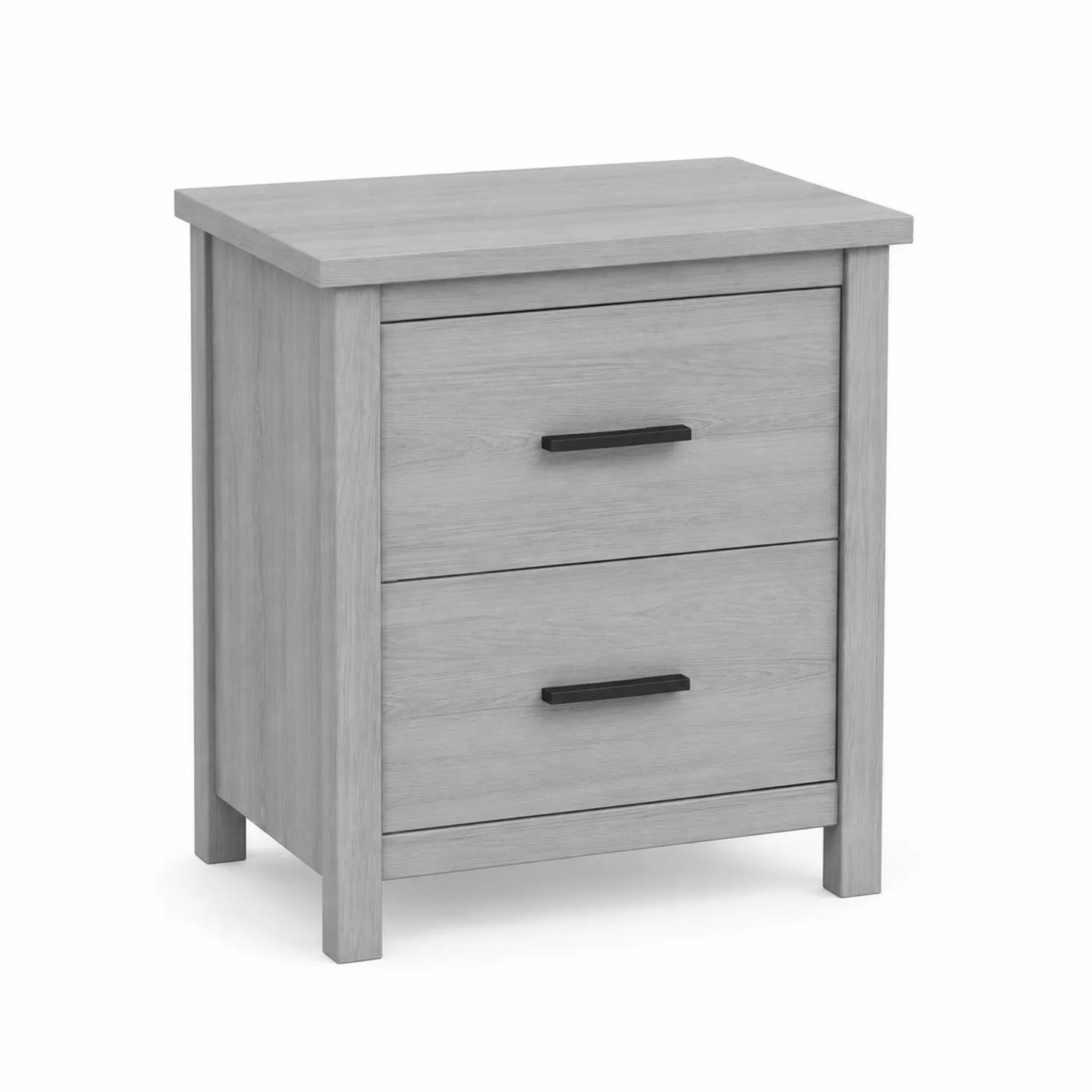 Comodino in Legno Composito Grigio Chiaro a 2 Cassetti