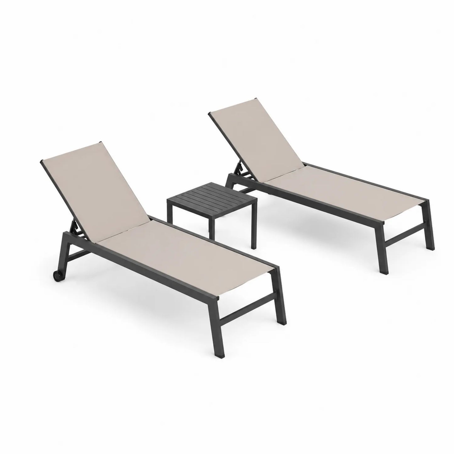 Set Sdraio da Esterno in Alluminio e Textilene Beige