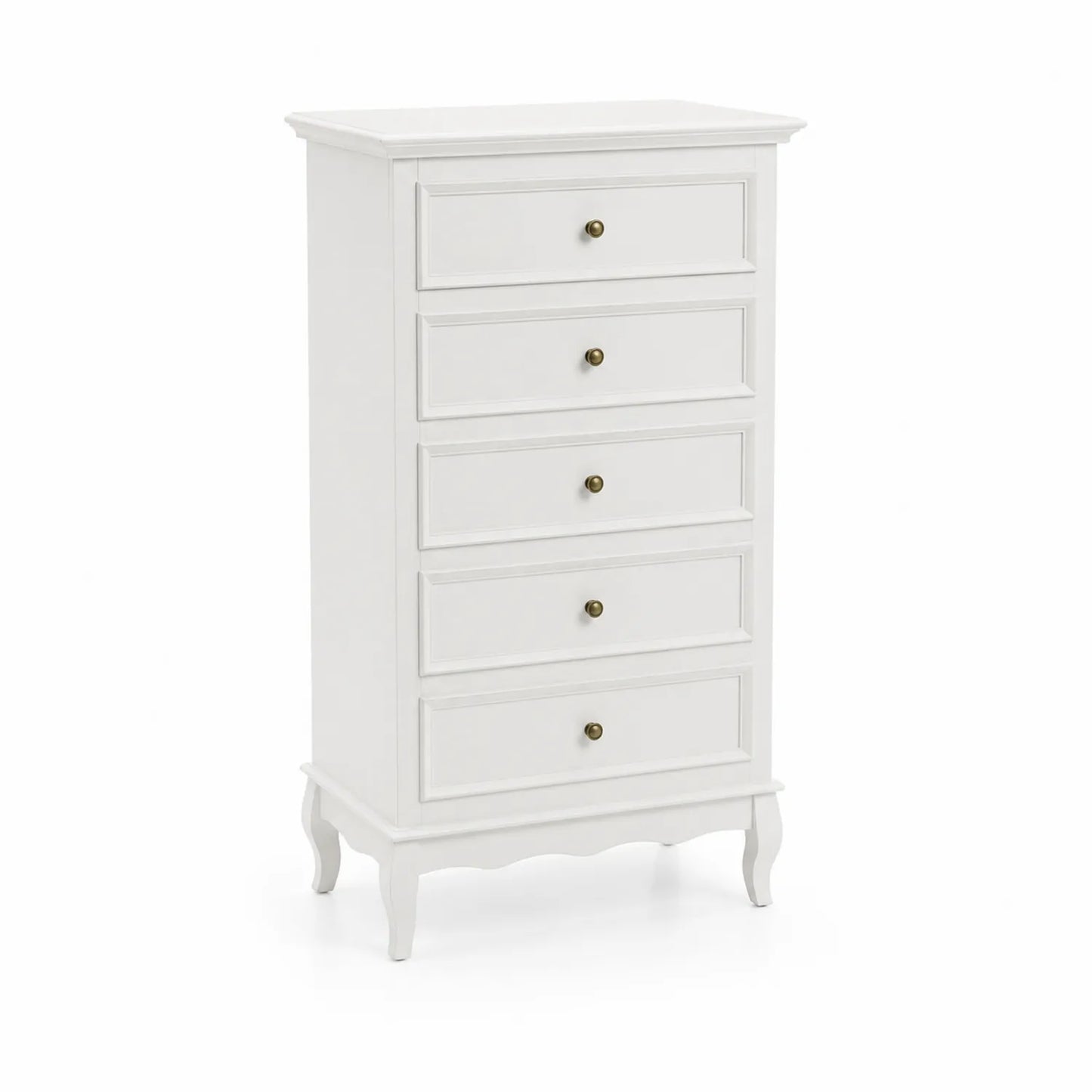 Cassettiera in legno bianco con 5 cassetti