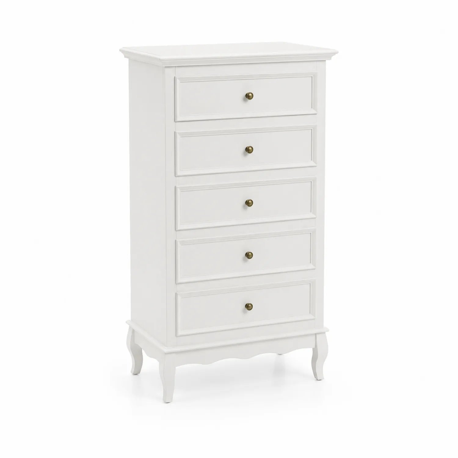Cassettiera in legno bianco con 5 cassetti
