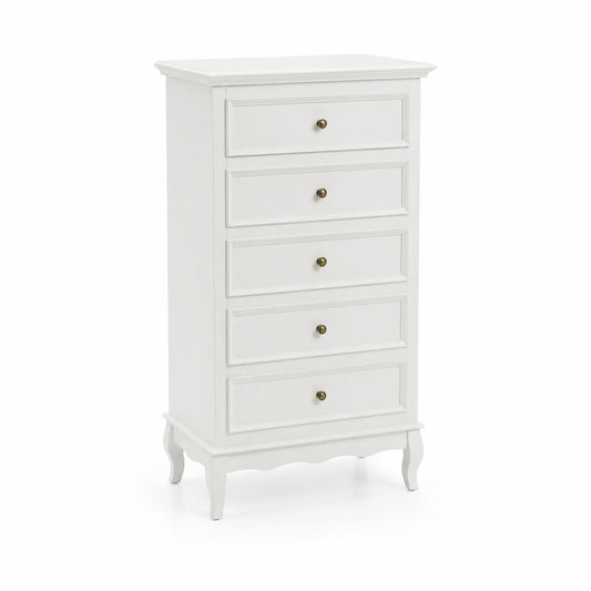 Cassettiera in legno bianco con 5 cassetti