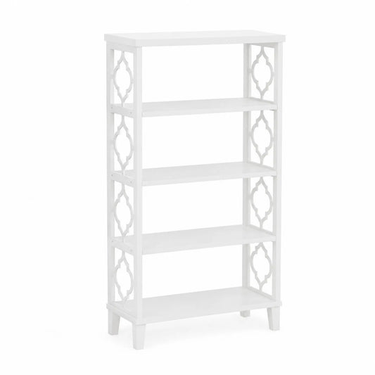 Libreria a 5 Ripiani in Legno MDF Bianco