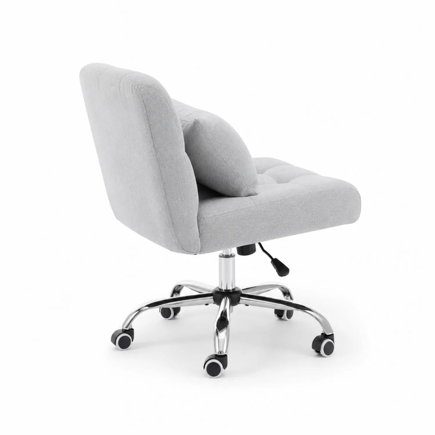 Sedia da ufficio in tessuto poliestere grigio con base in metallo cromato
