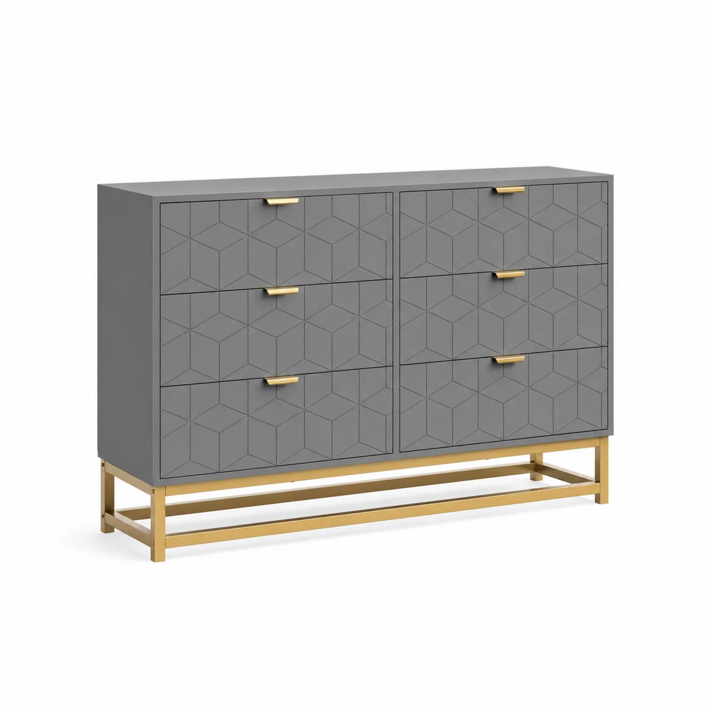 Cassettiera in MDF Grigia con Base in Metallo