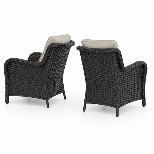 Set di 2 Poltrone da Esterno in Rattan con Cuscini Beige