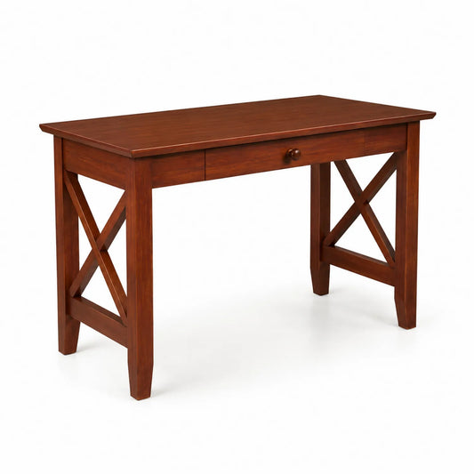 Scrivania in Legno Massello con Cassetto Marrone 120x60x75 cm