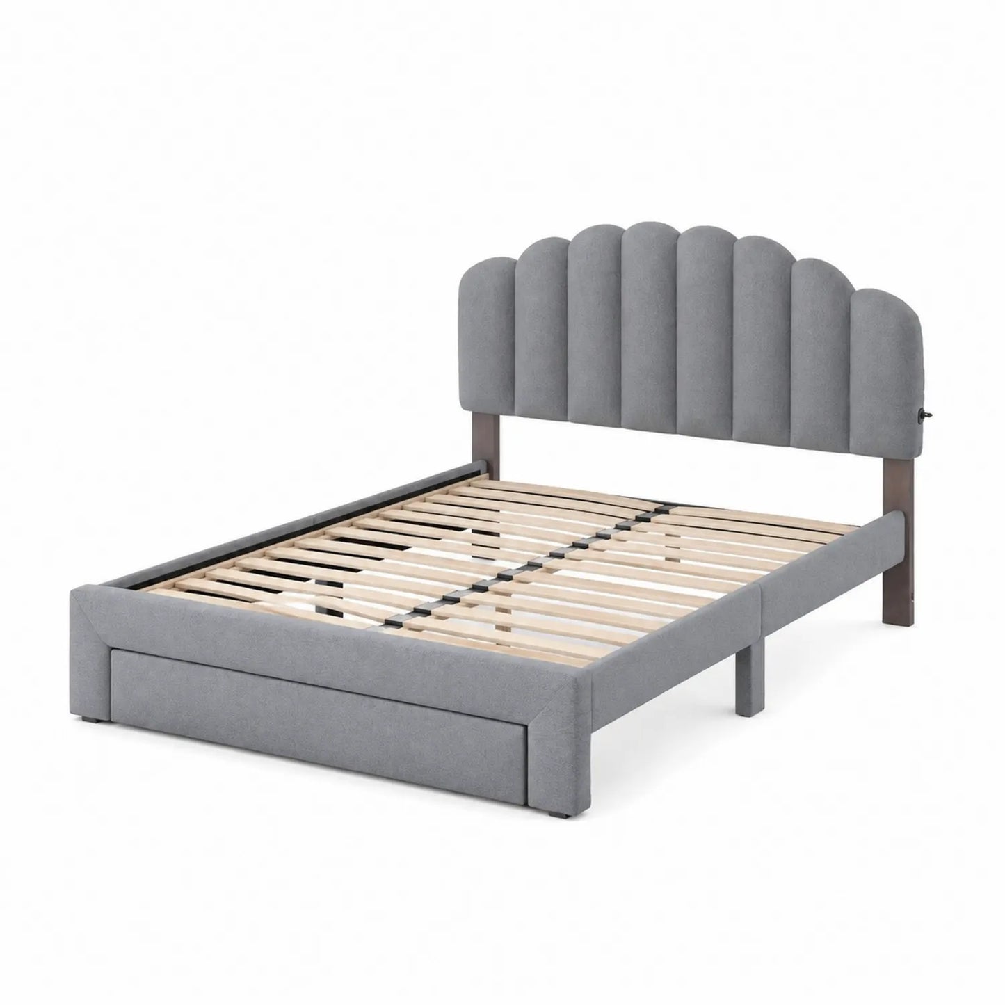 Letto matrimoniale in tessuto Grigio 200x160 cm