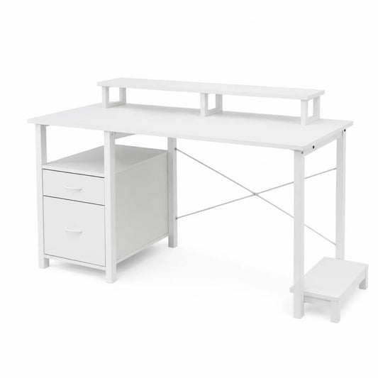 Scrivania in legno compensato con cassetti e mensola 120x60x75 cm