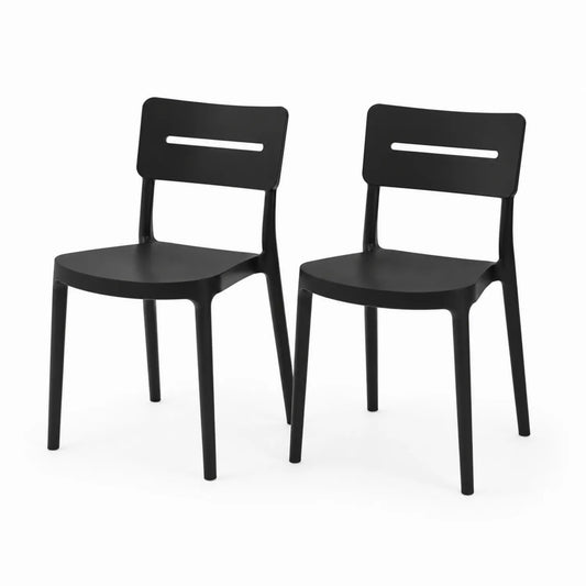 Set di 2 Sedie in Plastica Nera