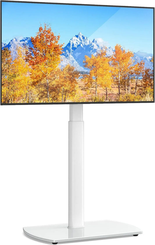 Smart TV, 65 pollici, 400x400mm, televisore, display LCD, Plasma Porta TV da Terra in Vetro Temperato Girevole Staffa Regolabile in Altezza Fino a