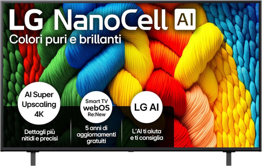 LG NANO80 Smart TV, 55 pollici, televisore, 4K UHD, NanoCell, Serie NANO80 2025 Smart TV 4K - 55NANO80A6B