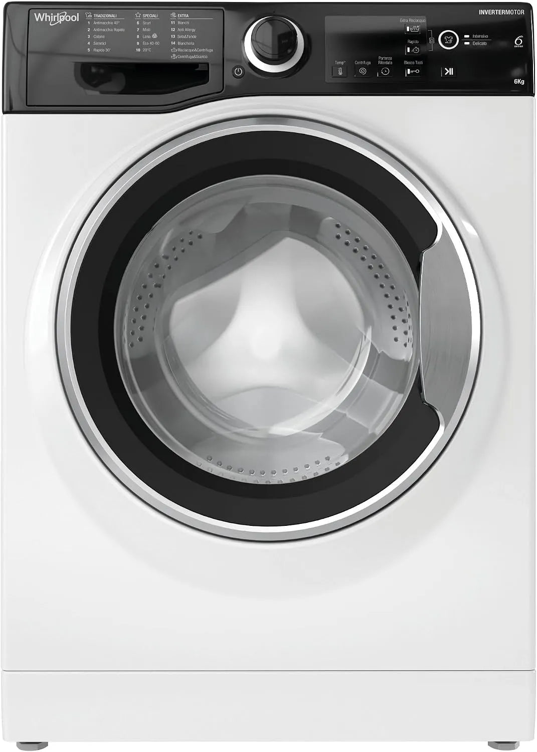Whirlpool Lavatrice, 59, 5cm, 6 kg, classe energetica E, libera installazione, Centrifuga 1200 Giri Al Minuto, WSB 624 S IT, Altezza 85, Profondità 42