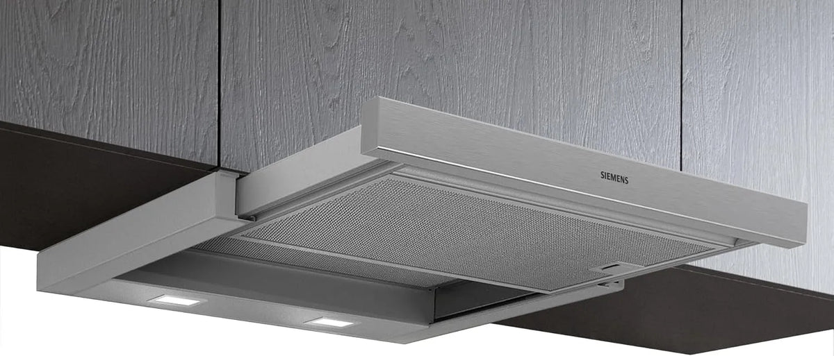 Siemens iQ100 LI63LB526 Lavastoviglie, 60 cm, da incasso, illuminazione a LED, Siemens LI63LB526 iQ100 - Cuffia a schermo piatto, filtro antigrasso in
