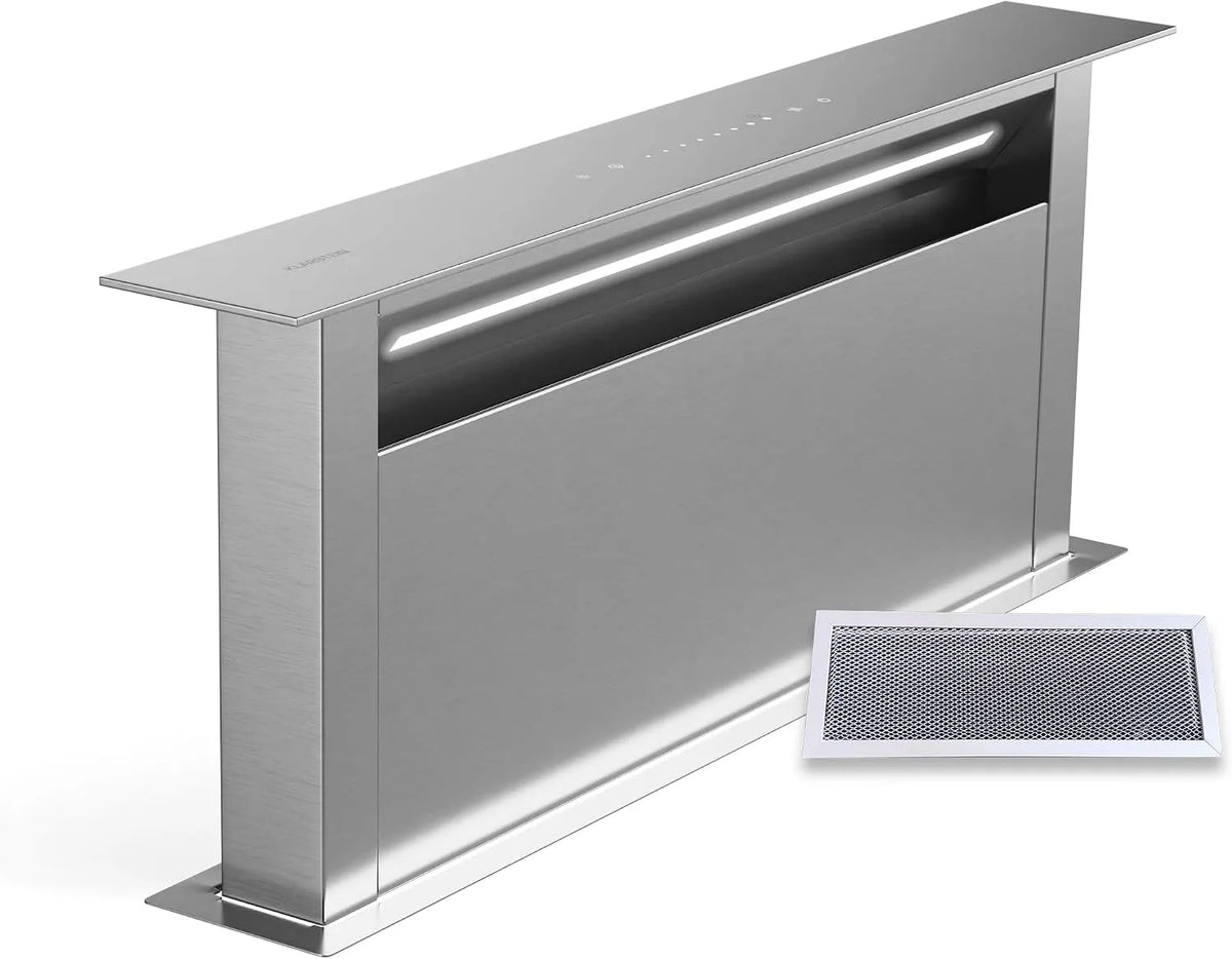Klarstein 6500K Cappa aspirante, 720 m3/h, 52 dB, cappa da cucina, touch, acciaio inox, Royal Flush Eco 75, LED da, ora, Filtro Antigrasso & al