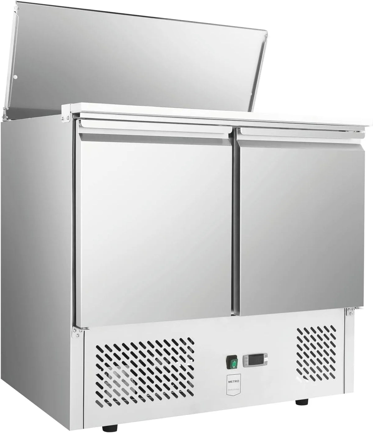 modello GSA3600GN, METRO Professional Saladette refrigerata GSA3600GN, 90 x 70 x 88.8 cm, 239 L, con 10 vaschette GN, acciaio inox, con serratura