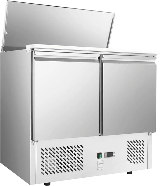 modello GSA3600GN, METRO Professional Saladette refrigerata GSA3600GN, 90 x 70 x 88.8 cm, 239 L, con 10 vaschette GN, acciaio inox, con serratura
