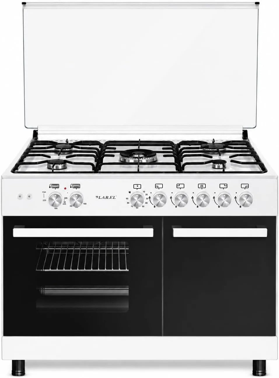 Forno elettrico, 90x60 cm, 5 fuochi, LAR.EL CUC.L90BT5EB, ghisa, bianco, Metano, GPL