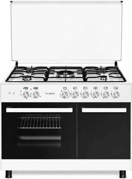 Forno elettrico, 90x60 cm, 5 fuochi, LAR.EL CUC.L90BT5EB, ghisa, bianco, Metano, GPL