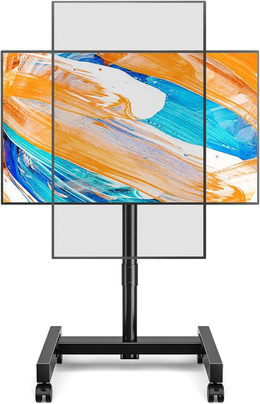 Smart TV x200, 50 pollici, 200 x200 mm, 200 × 200, televisore, ruote di trasporto, display LCD, nero, Girevole Supporto TV da Pavimento Regolabile in