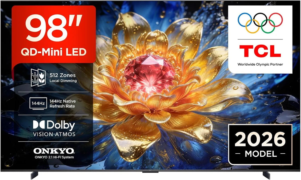 TCL 98T8D Smart TV, 98 pollici, 144 Hz, televisore, 4K UHD, HDR, 144Hz VRR, pensato per il gaming
