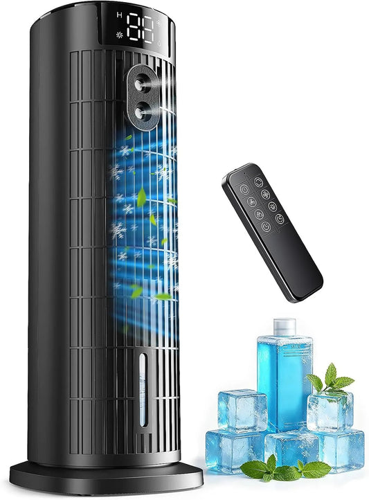 Condizionatore, portatile, timer, oscillazione, nero, 90° Oscillation, 4 Ventilatore, 1000ML per Casa Ufficio, Compatto, Nero Opaco