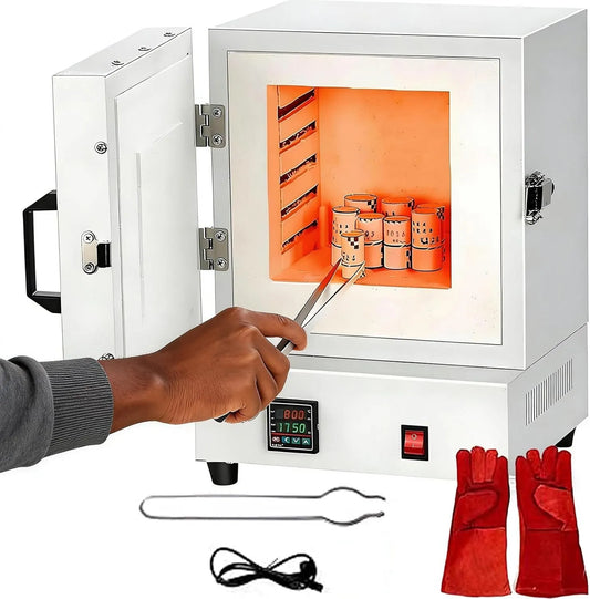 Forno elettrico, 2000 W, 2 zone di temperatura, Temperatura Massima 1150°C, Forno A Muffola Elettrico Laboratorio Ceramica 2000W, Forno Tavolo