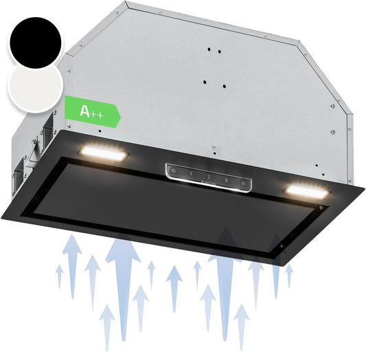 Klarstein Lavastoviglie, 369 m3/h, da incasso, touch, Luci LED, Cappa Aspirante, Cappa Cucina con Filtro Cucina in Alluminio Lavabile in Lavastoviglie