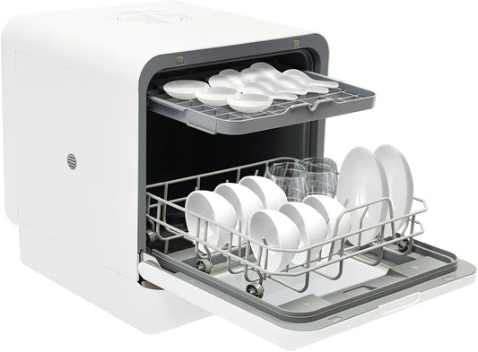 Lavastoviglie, 6 L, 1100 W, 4 programmi, 2 zone di temperatura, bianco, 72 °C, 6 litri, igiene ad alta temperatura, campeggio, camper