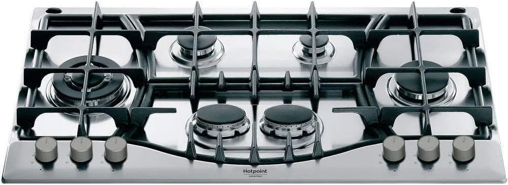 Piano cottura a gas, 90cm, ghisa, acciaio inox, fornello a gas, Hotpoint Ariston - Piano cottura a gas PHN 961 TS