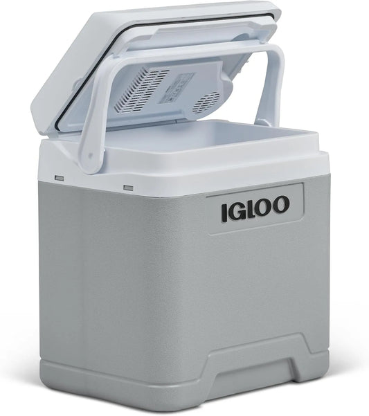 Frigorifero, 27 L, 12 V, IGLOO IE27, portatile, Barca e Festival, 12V e 230V, 27L, Campeggio, Viaggi, Leggero, con Vano Portacavo e Modalità Eco