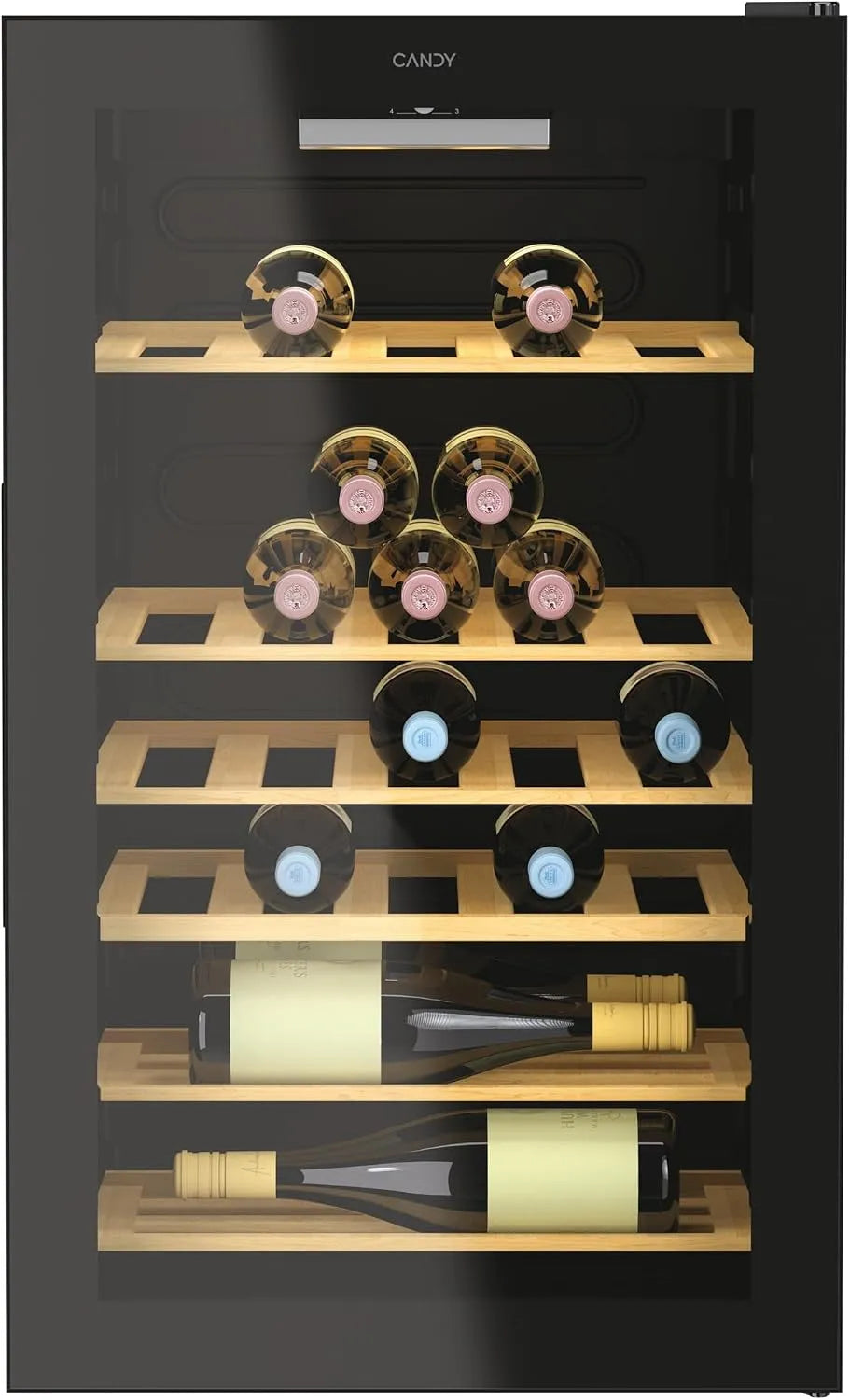 Candy Cantinetta vino, 84, 5×54, 5×49cm, 41 bottiglie, vetro, libera installazione, CWC 150 MHF, CANDY DiVino, compatta e salvaspazio, Nera